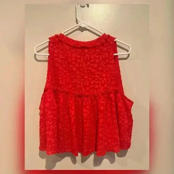 IRO Red Orange Ragnhild Textured Swing Tank Blouse - Picture 5 of 7